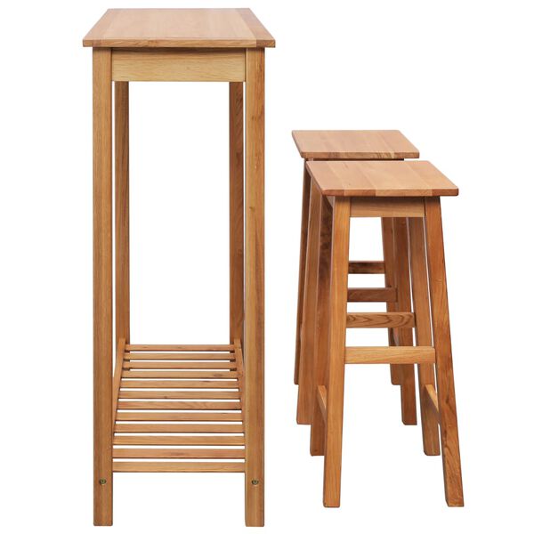 vidaXL Barska garnitura 3-delna trdna hrastovina