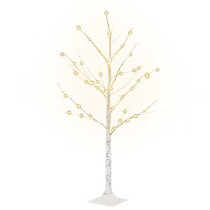 vidaXL LED bela breza toplo bela 48 LED lučk 120 cm