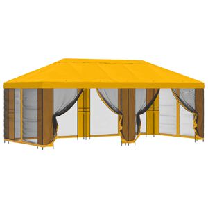 vidaXL Paviljon s stenami 6 x 3 m Rumena Poliester in jeklo 190