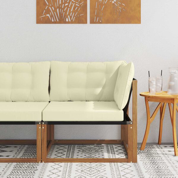 vidaXL Zunanja kotna sedežna garnitura Masiven les akacije Naravna