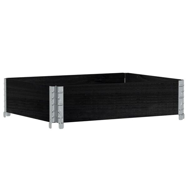 vidaXL Vrtno korito črno 80x60 cm trdna borovina