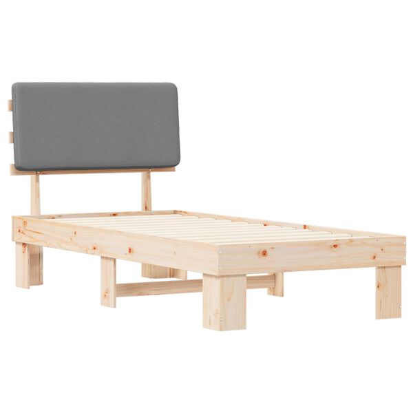 vidaXL Posteljni okvir z oblazinjenim vzglavjem Svetlo siva