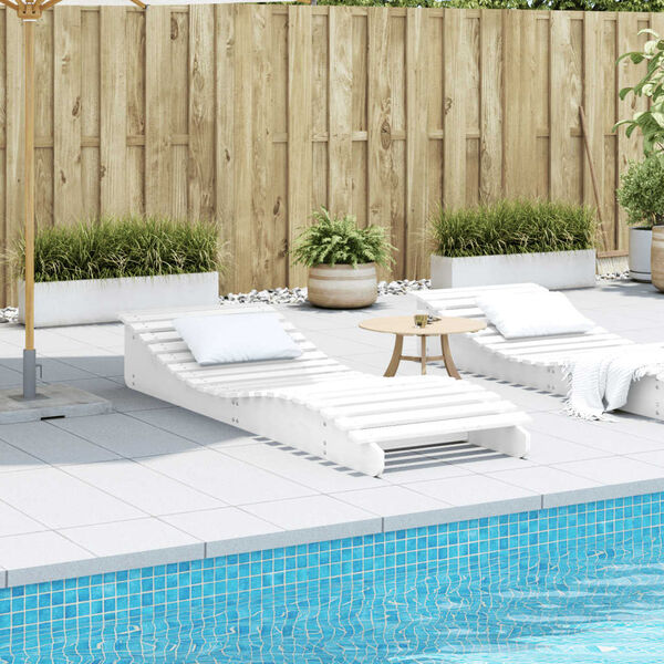 vidaXL Ležalnik bel 205x60x31,5 cm trdna borovina