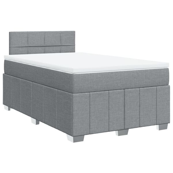 vidaXL Boxspring postelja z vzmetnico svetlo siva 120x190 cm blago