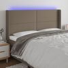 vidaXL LED posteljno vzglavje taupe 203x16x118/128 cm blago