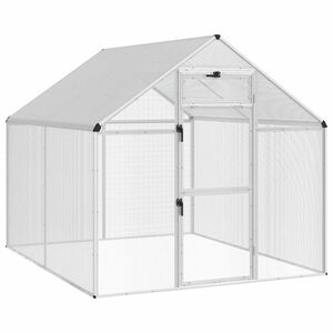vidaXL Ptičnik Srebrna 181,5 x 221 x 173,5 cm Varjena žičnata mreža