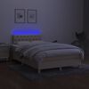 vidaXL Box spring postelja z vzmetnico LED krem 120x190 cm blago