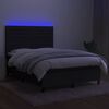 vidaXL Box spring postelja z vzmetnico LED črna 140x190 cm blago