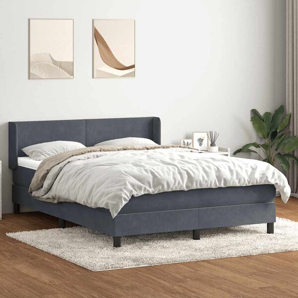 vidaXL Box spring postelja z vzmetnico temno siva 160x220 cm žamet