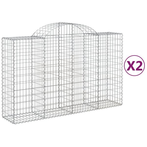 vidaXL Obokane gabion košare 2 kosa 200x50x120/140 cm pocinkano železo