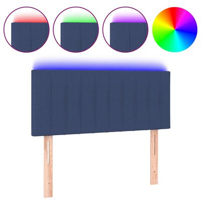vidaXL LED posteljno vzglavje modro 80x5x78/88 cm blago