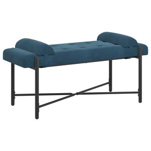 vidaXL Klubska klop z gumbi in vzglavniki Modra 110 x 40 x 46 cm Žamet