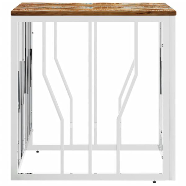 vidaXL Klubska mizica srebrna nerjaveče jeklo in trden predelan les