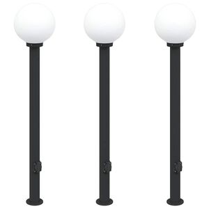 vidaXL Stebričke z vtičnico 3 kosi 120 cm črne IP44