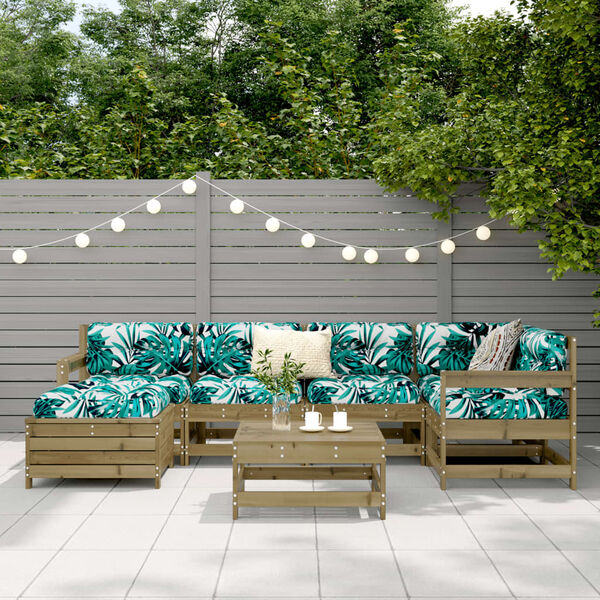 vidaXL Vrtna sedežna garnitura 7-delna impregnirana trdna borovina