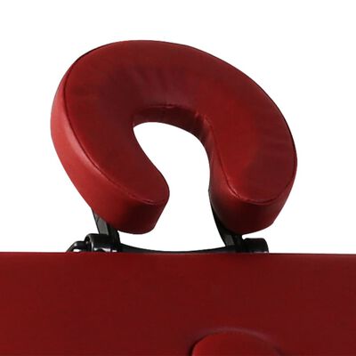 Rdeča zložljiva masažna miza z 3 območji in aluminjastim okvirjem