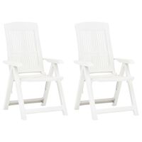vidaXL Nastavljivi vrtni stoli 2 kosa plastika bele barve