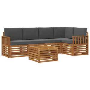 vidaXL Kotna sedežna garnitura z blazino 6 pcs Naravna in antracitna