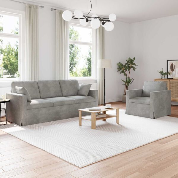 vidaXL Kavč 2 pcs Svetlo siva 198 x 78 x 80 cm Žamet