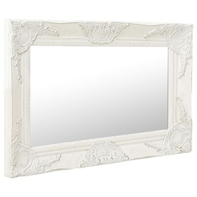 vidaXL Stensko ogledalo v baročnem stilu 60x40 cm belo
