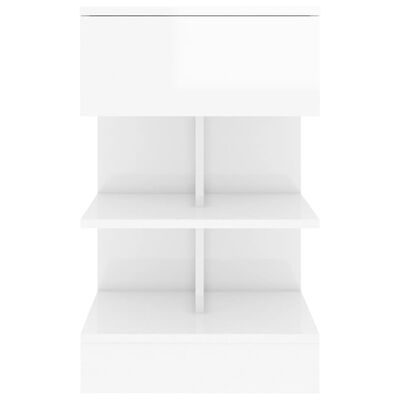 vidaXL Nočna omarica visok sijaj bela 40x35x65 cm iverna plošča