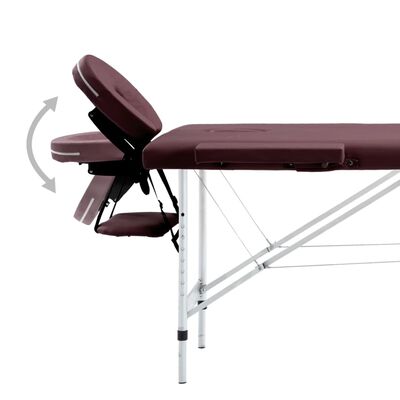 vidaXL Zložljiva masažna miza 4-conska aluminij vinsko vijolična
