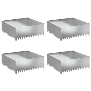 vidaXL Robovi trave 4 pcs 100 x 100 x 35 cm Jeklo Srebrna