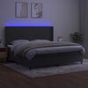 vidaXL Box spring postelja z vzmetnico LED temno siva 200x200 cm žamet