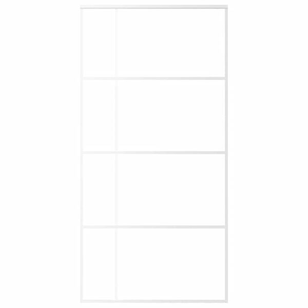 vidaXL Drsna vrata mlečno ESG steklo in aluminij 102,5x205 cm bela