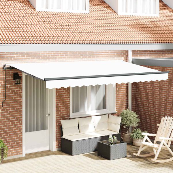vidaXL Retraktilna tenda Bela 400 x 200 cm blago