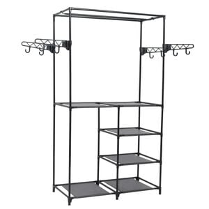 vidaXL Stojalo za oblačila jeklo in netkano blago 87x44x158 cm črno