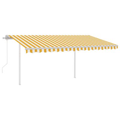 vidaXL Avtomatsko zložljiva tenda s stebrički 4x3 m rumena in bela