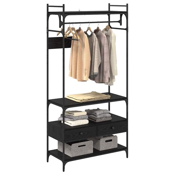 vidaXL Garderobna omara Črni hrast 89 x 39 x 184,5 cm Konstruiran les