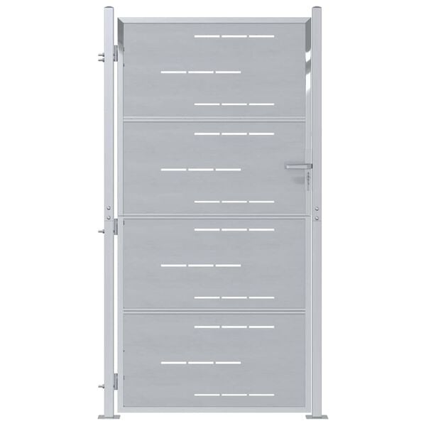 vidaXL Vrtna vrata s ključavnico srebrna 96 x 200 cm Nerjaveče jeklo