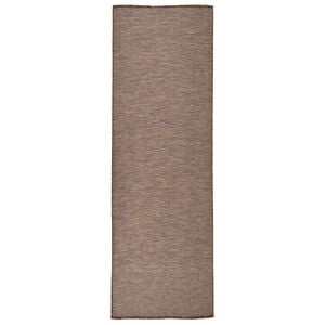 vidaXL Zunanja preproga plo&scaron;čato tkanje 80x250 cm rjava