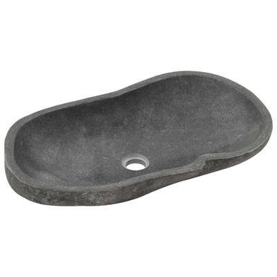 vidaXL Umivalnik iz rečnega kamna ovalen 60-70 cm
