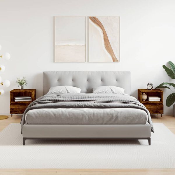 vidaXL Nočna omarica 2 kosa dimljen hrast 40x35x50 cm inženirski les