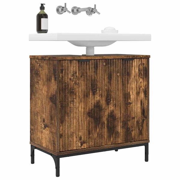 vidaXL Kopalni&scaron;ka omara za umivalnik Dimljeni oreh 60,5 x 33,5 x 61 cm