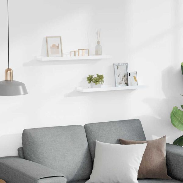 vidaXL Police z robom 2 kosa bele 60x9x3 cm mediapan