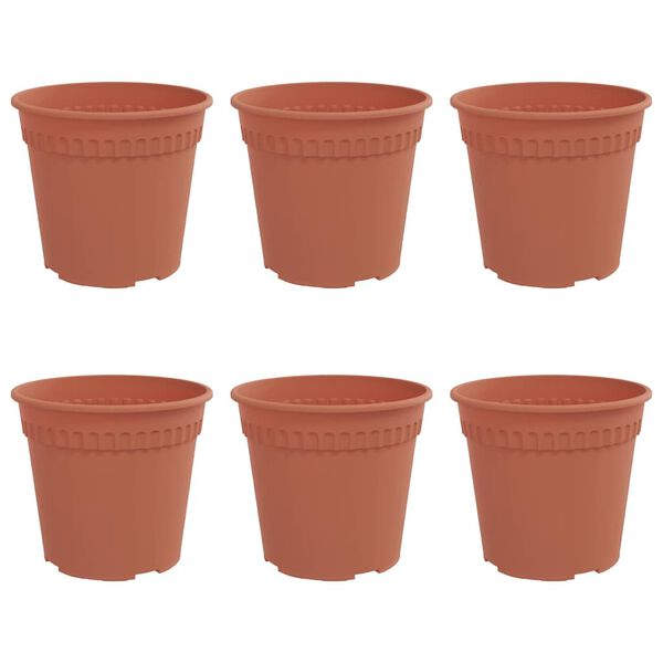 vidaXL Okrogli cvetlični lonec 6 pcs Kamnito rdeča &Oslash; 19 x 16 cm
