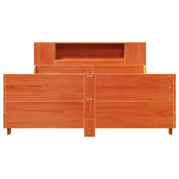 vidaXL Posteljni okvir brez vzmetnice voščeno rjav 135x190 cm borovina