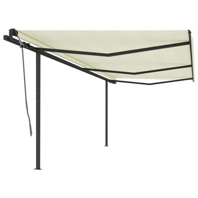vidaXL Avtomatsko zložljiva tenda s stebrički 6x3 m krem