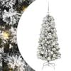 vidaXL Umetno Zložljivo Božično Drevo 150 LED Zelena in Bela 120 cm