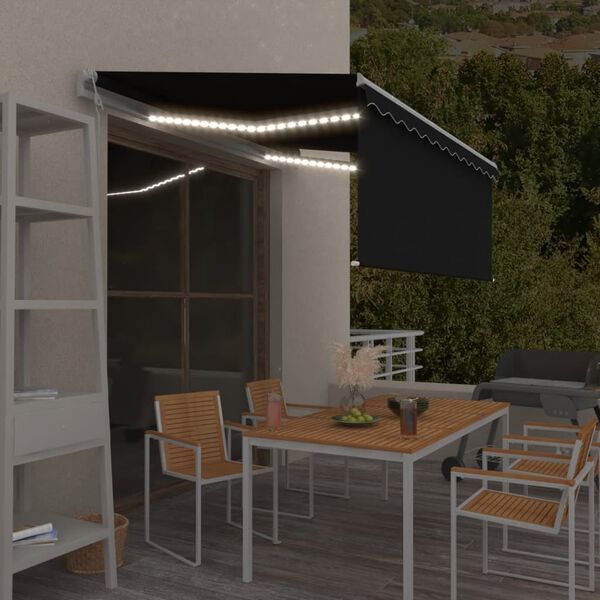 vidaXL Avtomatska tenda LED + senzor 3x2,5 m antracitna