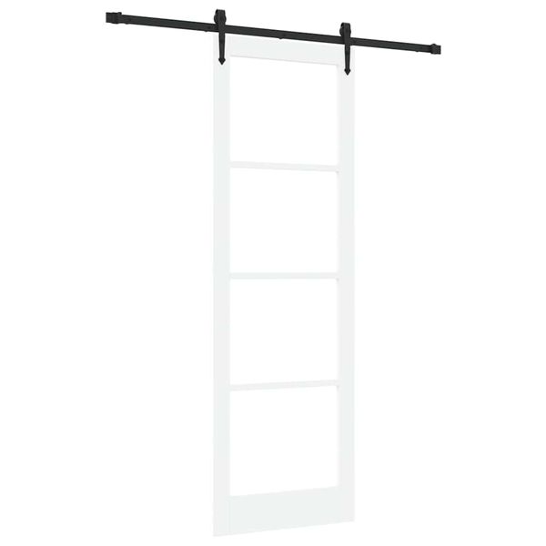 vidaXL Drsna vrata Bela 78 x 232 cm Trden borov les in steklo