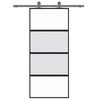 vidaXL Drsna vrata črna 90x205 cm kaljeno steklo in aluminij