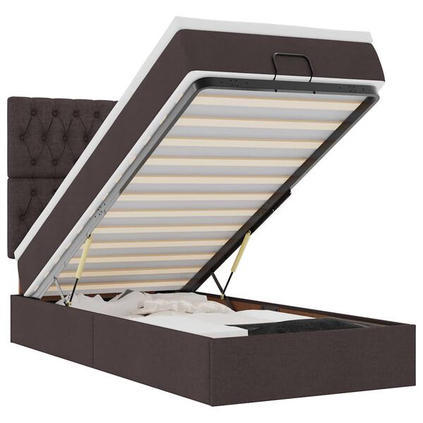vidaXL Otomanski posteljni okvir z vzmetnico rjav 90x190 cm blago