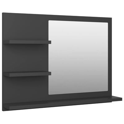 vidaXL Kopalniško ogledalo sivo 60x10,5x45 cm iverna plošča