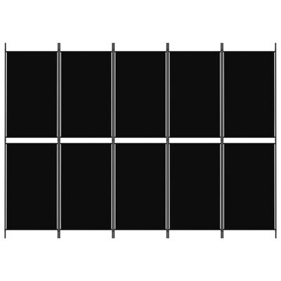 vidaXL Paravan 5-delni črn 250x180 cm blago