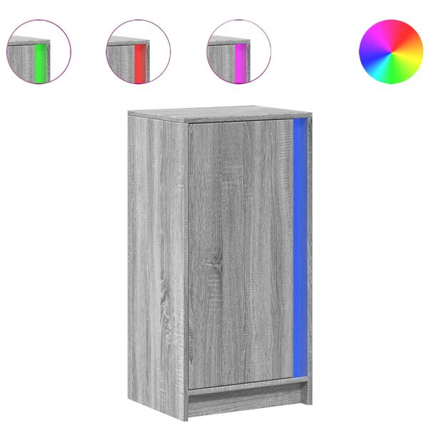 vidaXL Komoda z LED siva sonoma 42,5x34x85 cm inženirski les